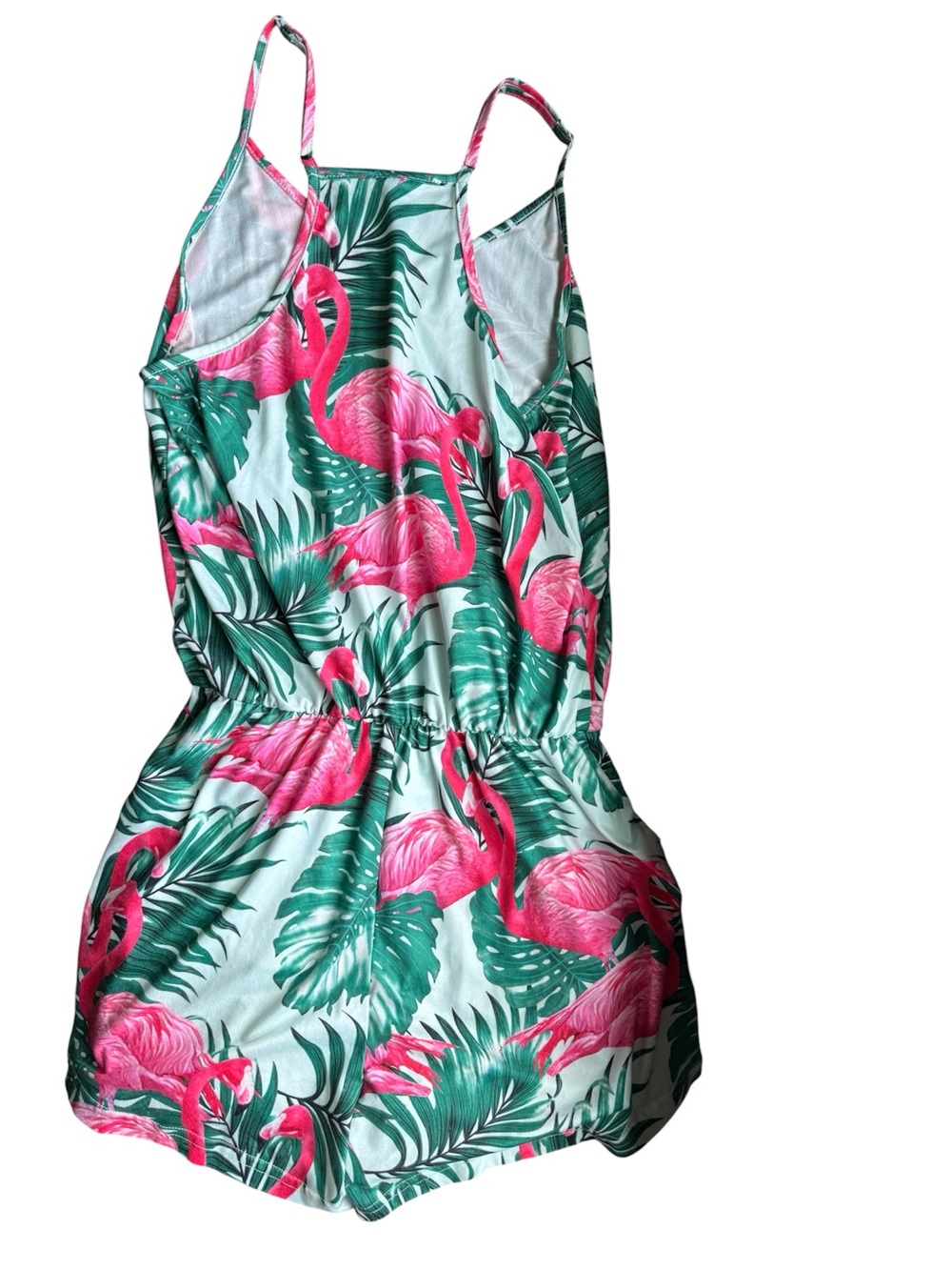 Pink Flamingo Tropical Romper with pockets size small - Picture 2 of 6